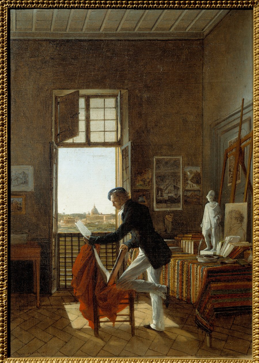 Verkstedet til Francois Edward Picot (1786-1868) på Villa Medicis. Maleri av Jean Alaux Dit The Roman (1786-1864) av Francois Edouard Picot
