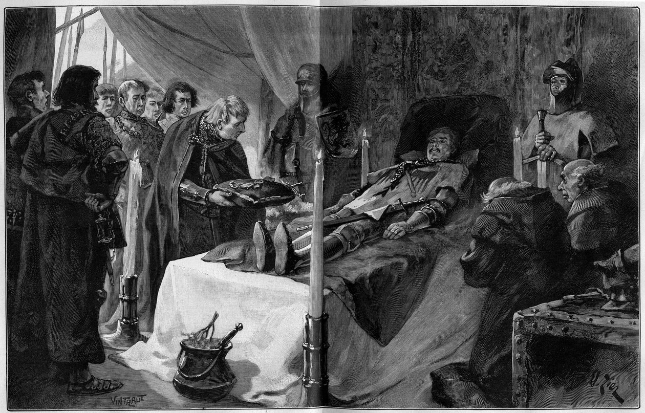 Hundreårskrig: Connetable Bernard du Guesclins død (1320-1380) av Francois Edouard Zier