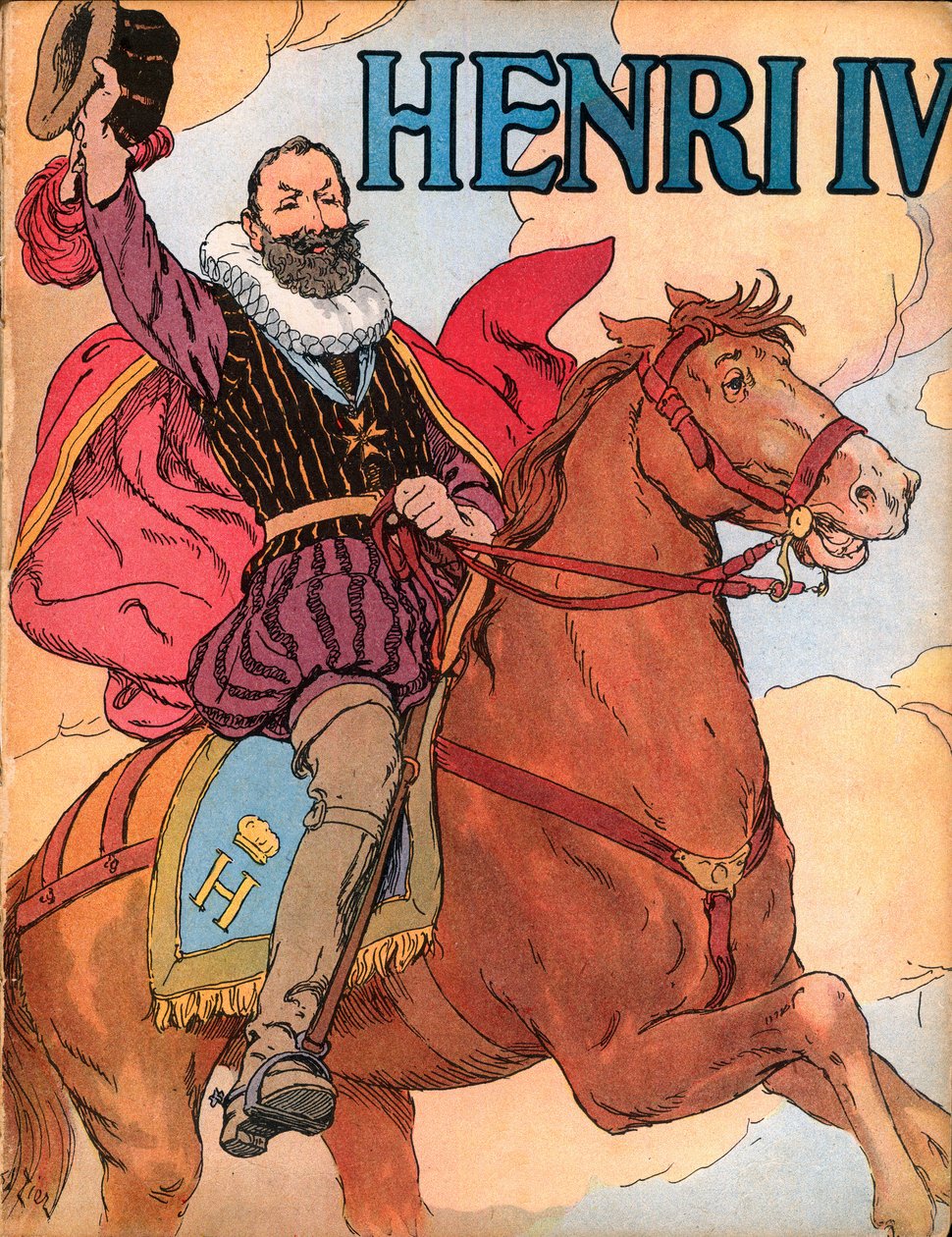 Kong Henrik IV (1553-1610) (kongen av Frankrike Henri IV) Illustrasjon av Francois Edouard Zier (1856-1924) i Our-glories-nationales”” 1920 av Francois Edouard Zier