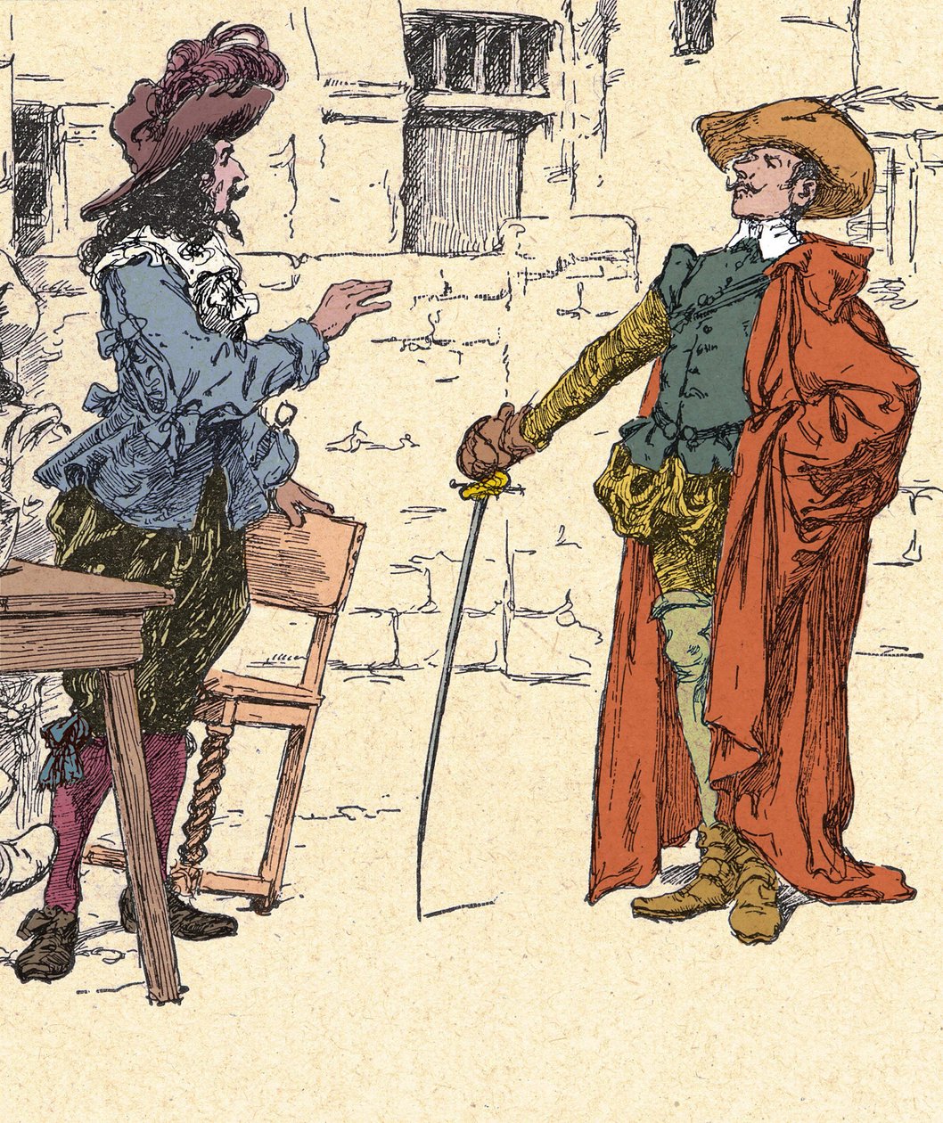 Møte med Cyrano, ung, ankommer Paris, med D