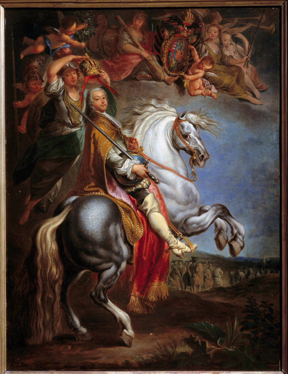 Rytterportrett av Francois III (1708-1765), hertug av Lorraine, daværende germansk keiser og storhertug av Toscana, ektefelle til Marie Therese av Østerrike (1717-1780) Maleri av Francois Eisen (1695-1778) av Francois Eisen