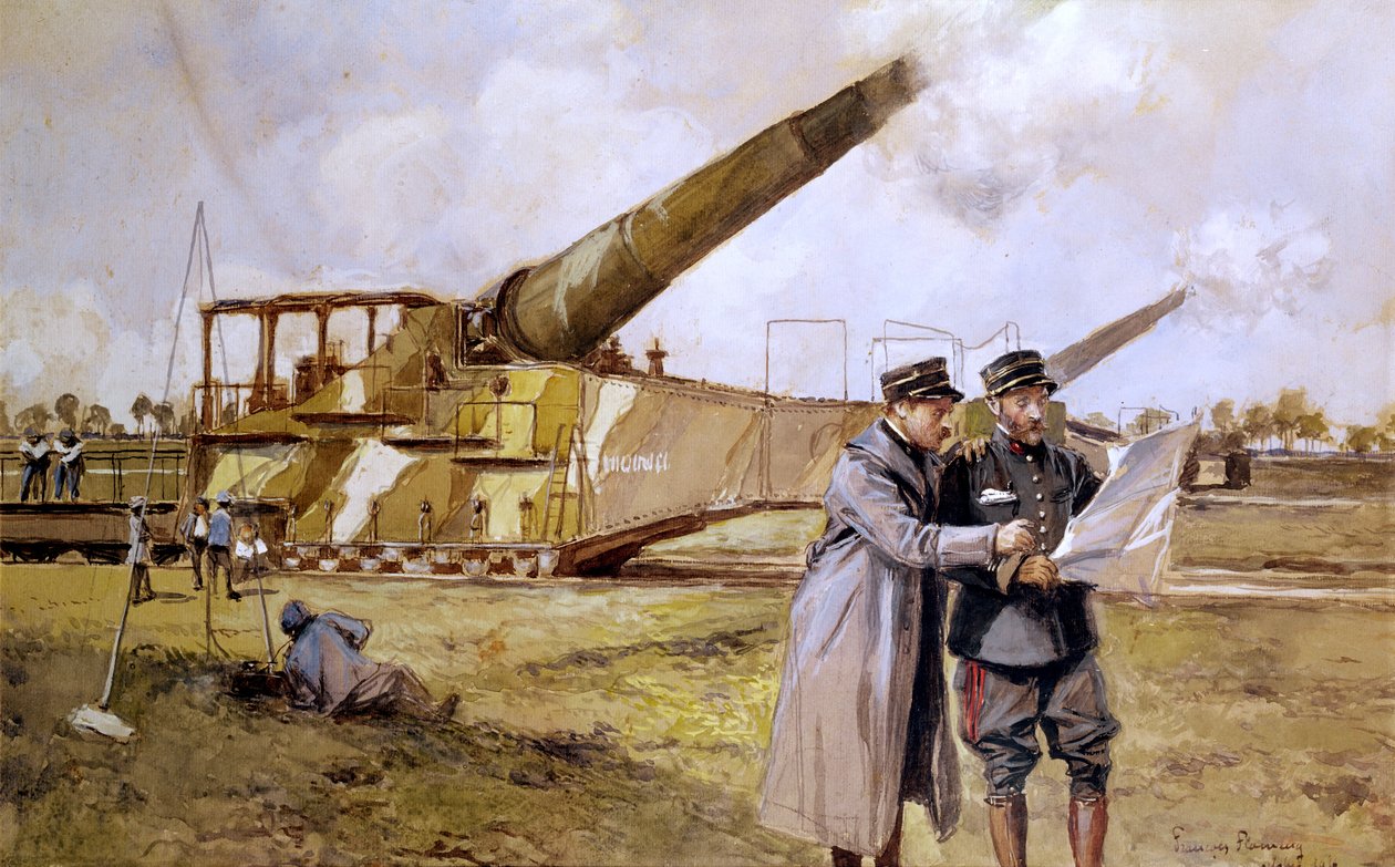 Tungt artilleri på jernbanen, oktober 1916 av Francois Flameng