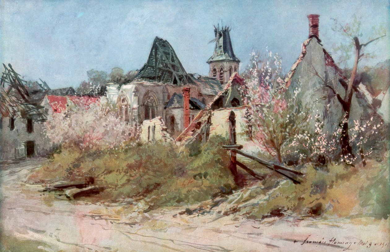 I landsbyen Craonnelle, 9. mai 1917, 1917, 1926. av Francois Flameng