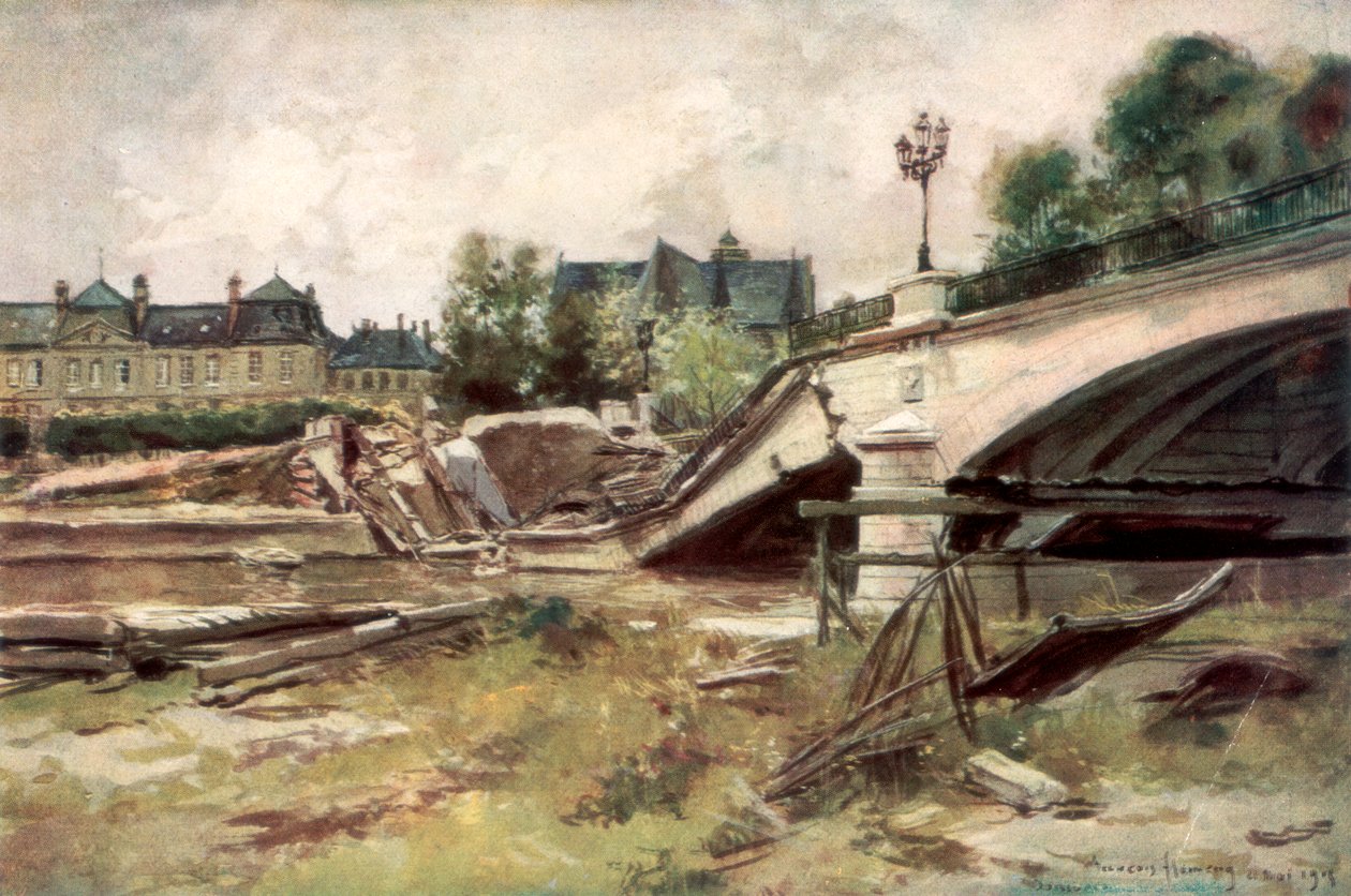 Broen ved Aisne, Frankrike, 1915, 1926. av Francois Flameng