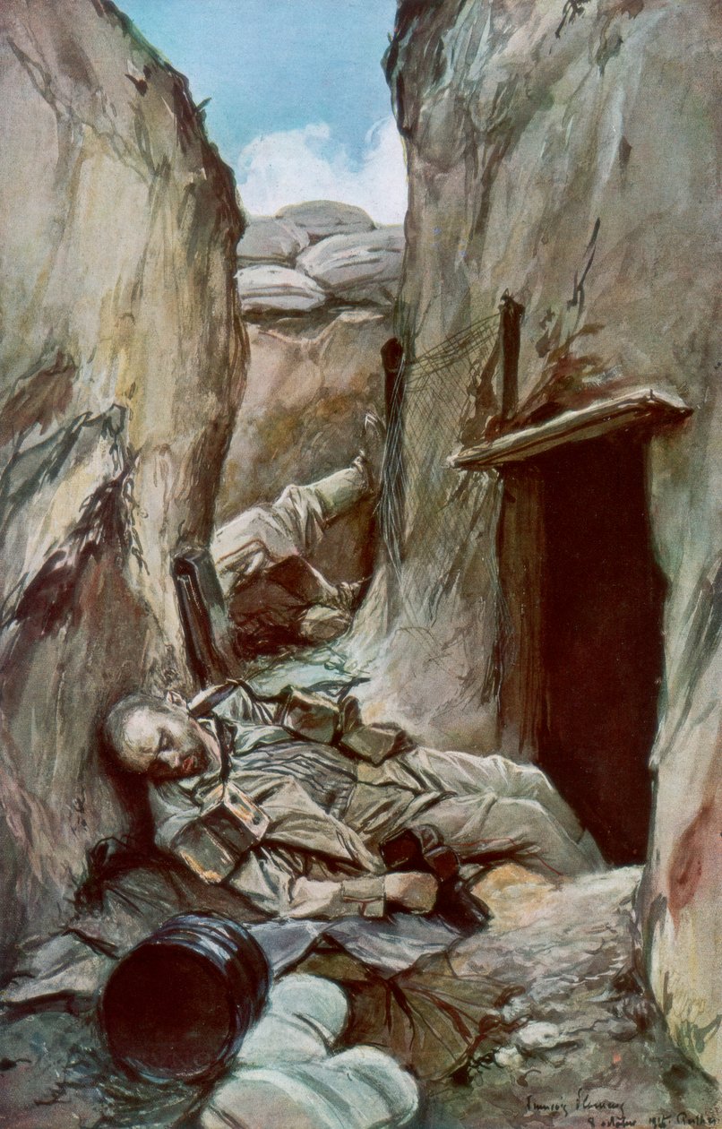 De erobrede skyttergravene i Perthes, Champagne, Frankrike, oktober 1915, 1926. av Francois Flameng