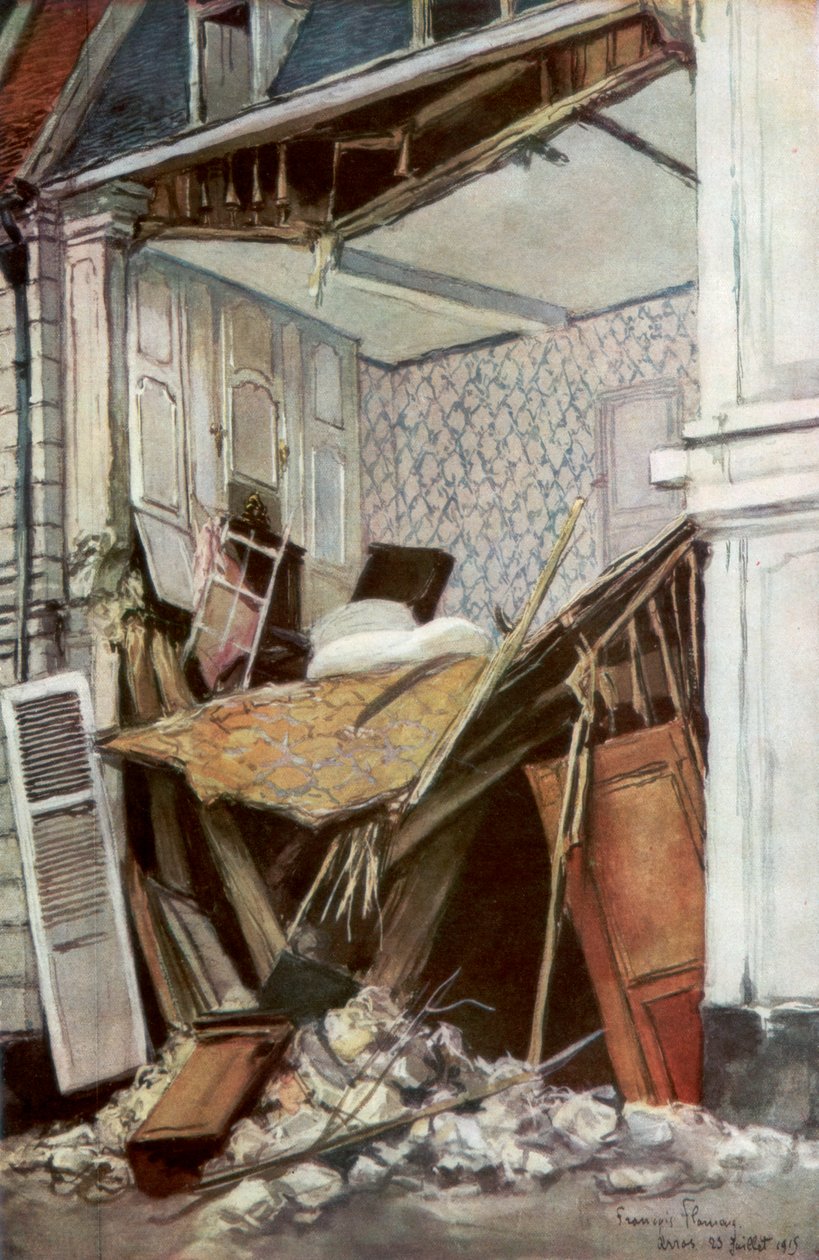 The Front of a House, Arras, Frankrike, 23. juli 1915, 1926. av Francois Flameng