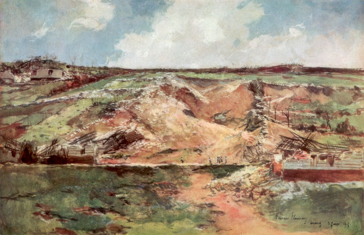 The Funnel of Carency, Artois, Frankrike, juni 1915, 1926. av Francois Flameng