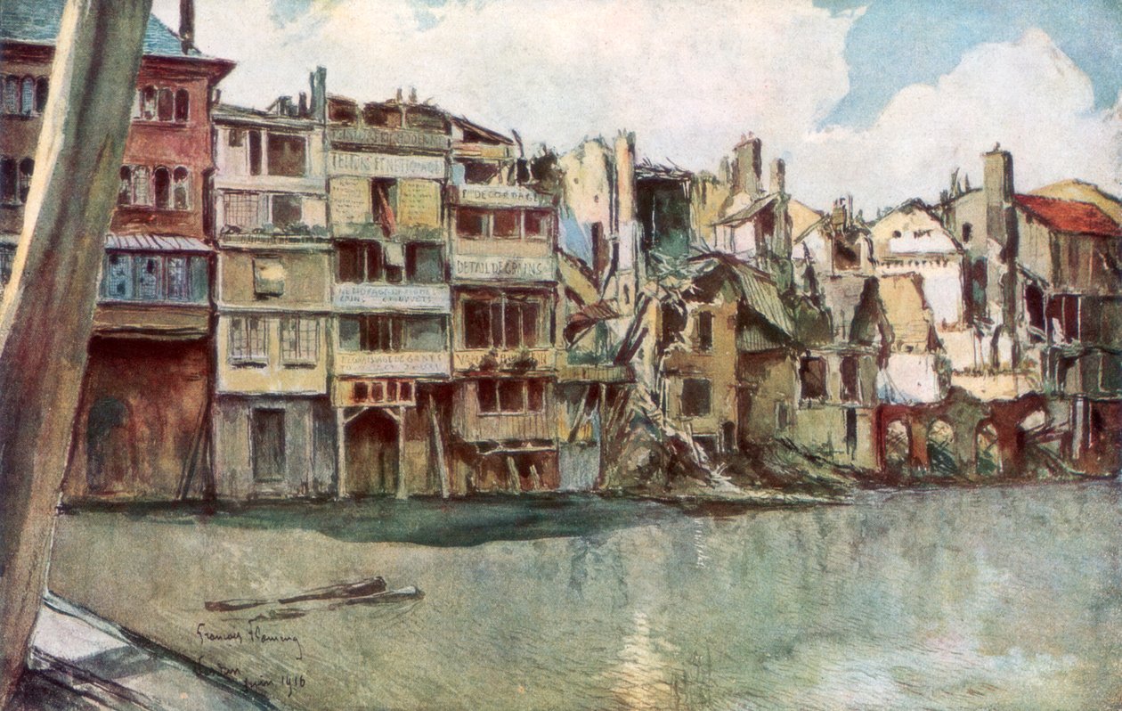 Meuse-elven, Verdun, Frankrike, juni 1916, 1926. av Francois Flameng