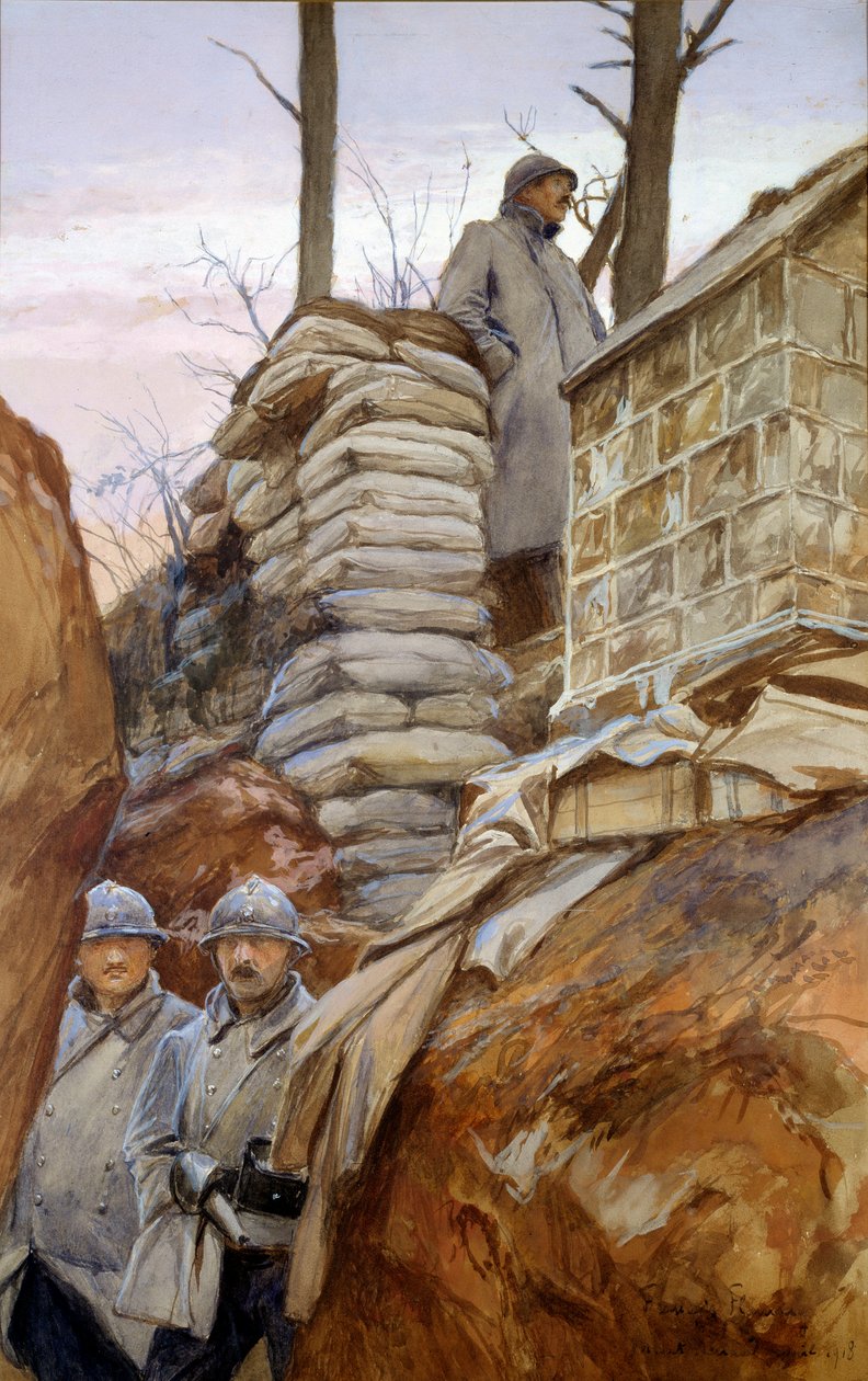 Mont Renault-utkikksposten (april 1918). Maleri av Francois Flameng (1856 - 1923) av Francois Flameng