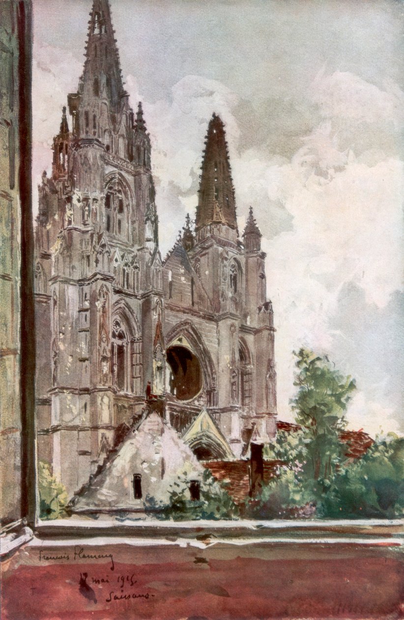 Ruinene av Saint Jean des Vignes Abbey, Soissons, Frankrike, 17. mai 1915, 1926. av Francois Flameng