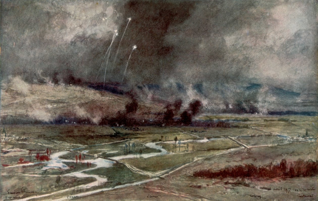 Angrepet på de tyske stillingene nord for Aisne, 16. april 1917, 1926. av Francois Flameng