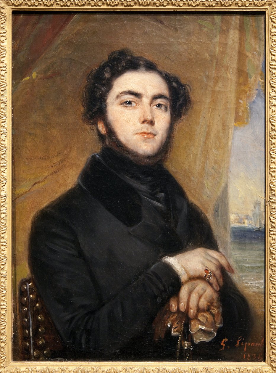 Portrett av Eugene Sue (1804-1857), fransk forfatter, forfatter av Mysteres of Paris og den vandrende jøden. Maleri av Gabriel Lepaulle (1804-1886). Fotografi, KIM Youngtae, Paris, Musee Carnavalet. av Francois Gabriel Guillaume Lepaulle