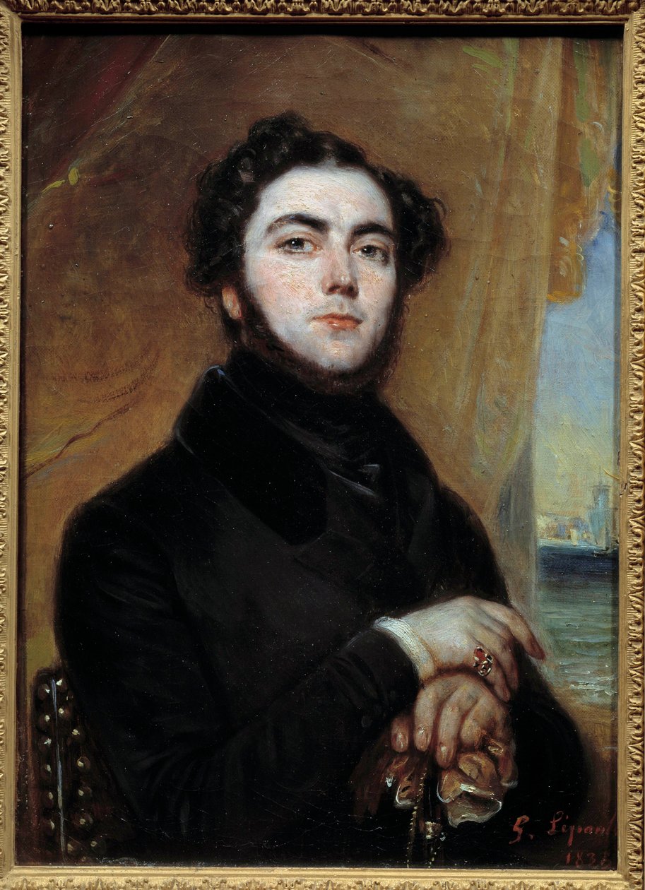 Portrett av Eugene Sue (1804-1857) romanforfatter Maleri av Francois Gabriel Lepaulle (1804-1886) 1836 Søn. 0,35x0,25 m Paris, Musee Carnavalet av Francois Gabriel Guillaume Lepaulle