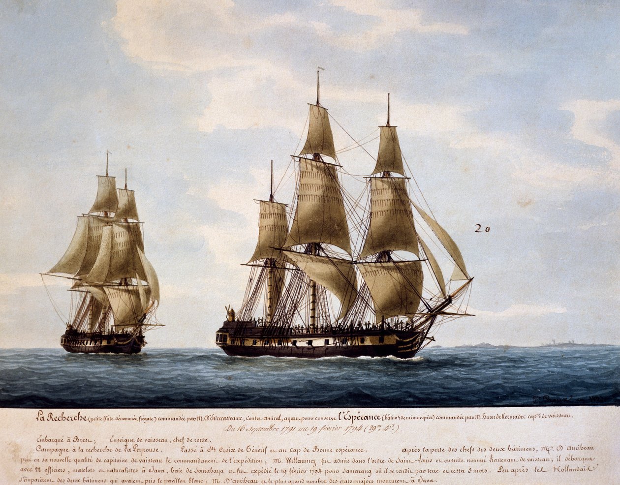 Tallskipene Recherche og Esperance, ansatt av Antoine Bruny d