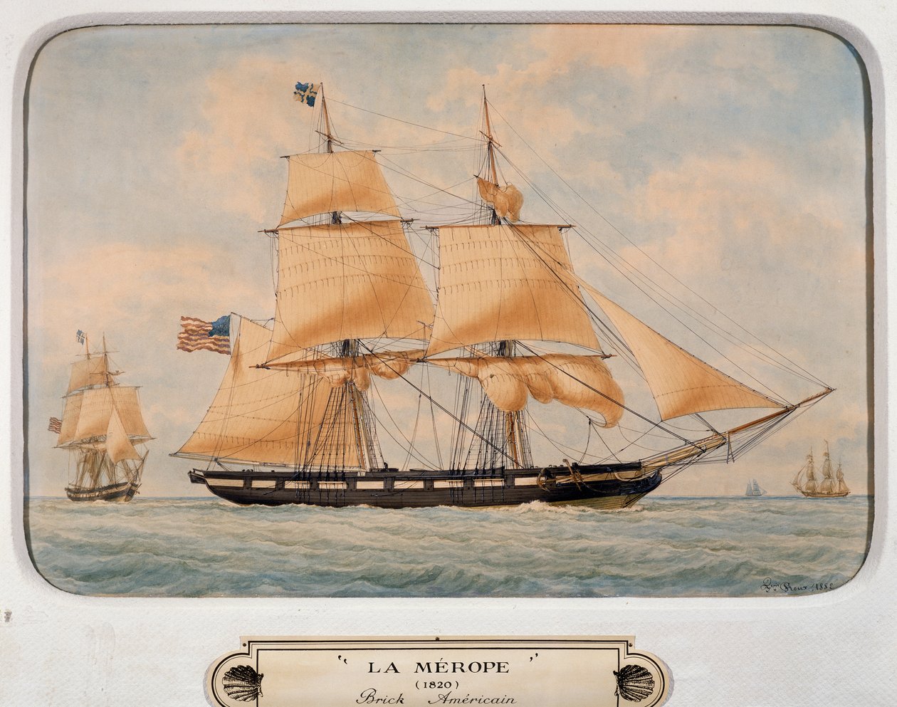 The Brig Merope, av Francois Roux (1811-1882), akvarell, Frankrike av Francois Geoffroy Roux