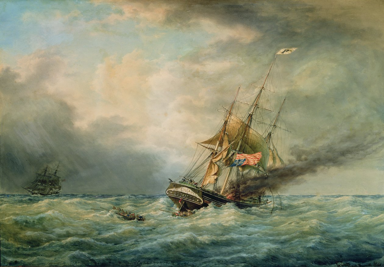 «Polen»-brenningen til sjøs i mai 1840 av Francois Geoffroy Roux