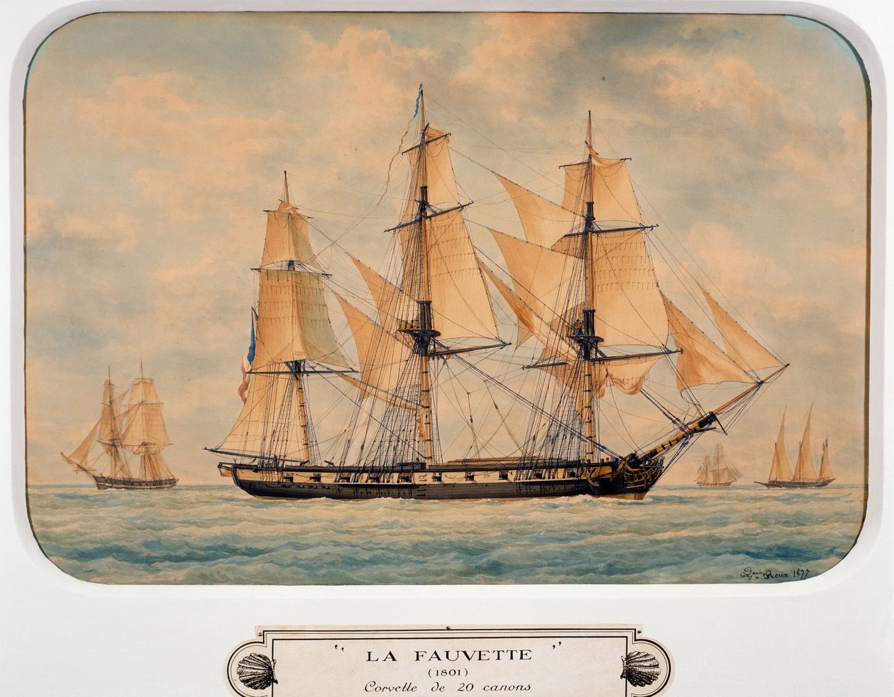 Korvetten Fauvette, av Francois Roux (1811-1882), akvarell, Frankrike av Francois Geoffroy Roux