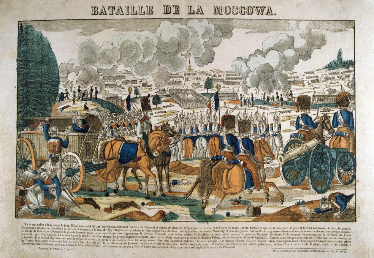 Slaget ved Borodino, Russland, 7. september 1812, c1835 av Francois Georgin