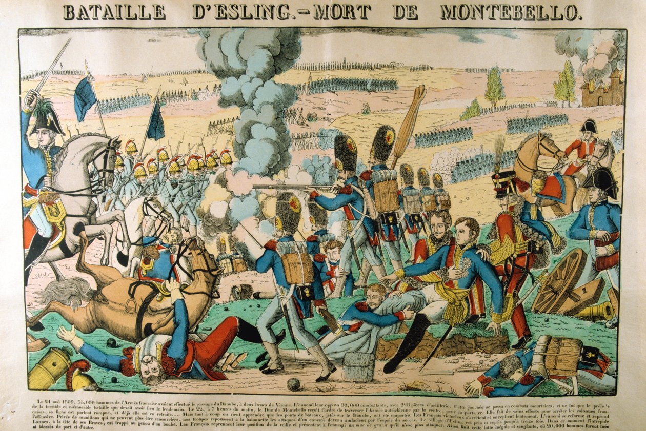 Slaget ved Essling - Montebellos død, 21. mai 1809, c1835 av Francois Georgin