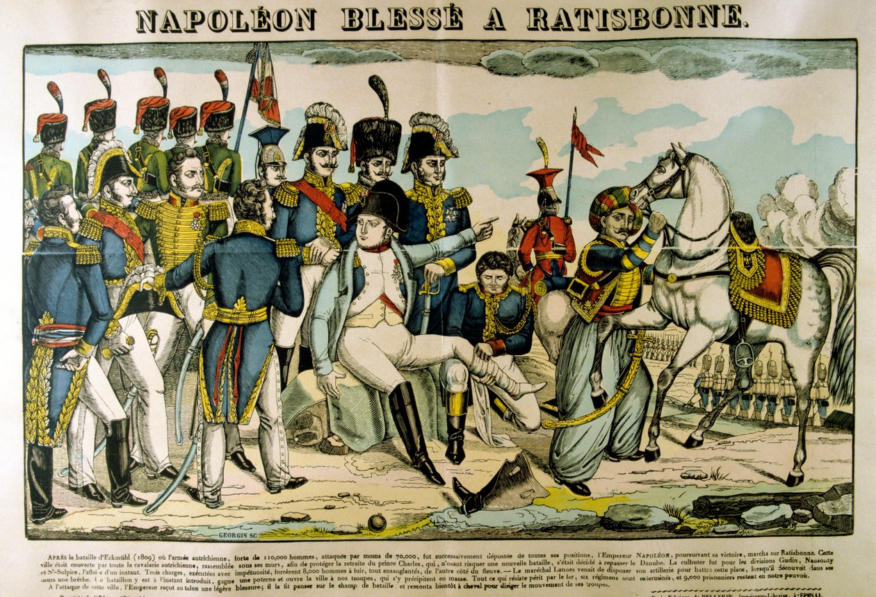 Napoleon skadet i Ratisbon, april 1809, c1835 av Francois Georgin