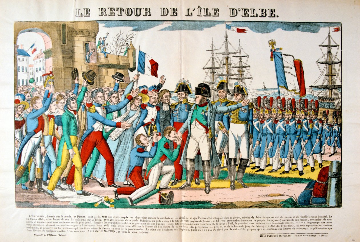 Napoleons retur fra Isle of Elba, 26. februar 1815, c1835 av Francois Georgin