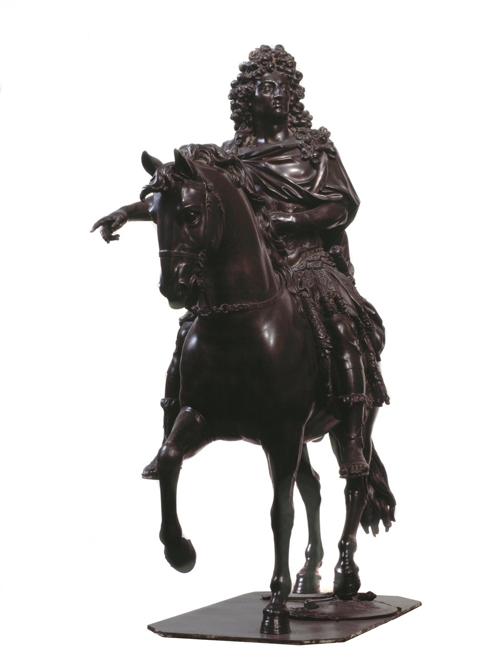 Ridesportrett av kongen av Frankrike Louis XIV (bronseskulptur av Francois Girardon