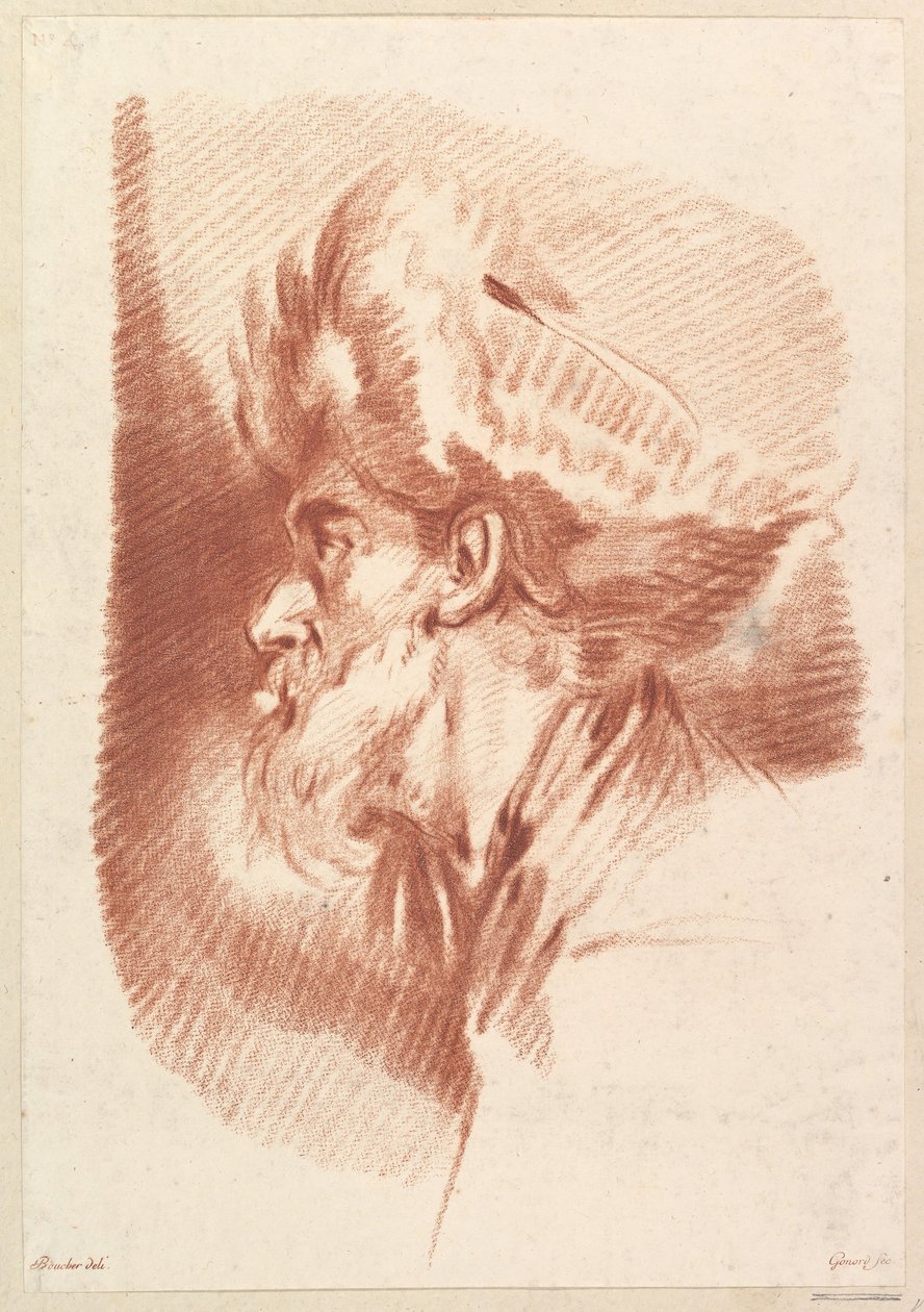 Uten tittel Head Of A Man In Turban, midten av 1700-tallet til begynnelsen av 1800-tallet. av Francois Gonord