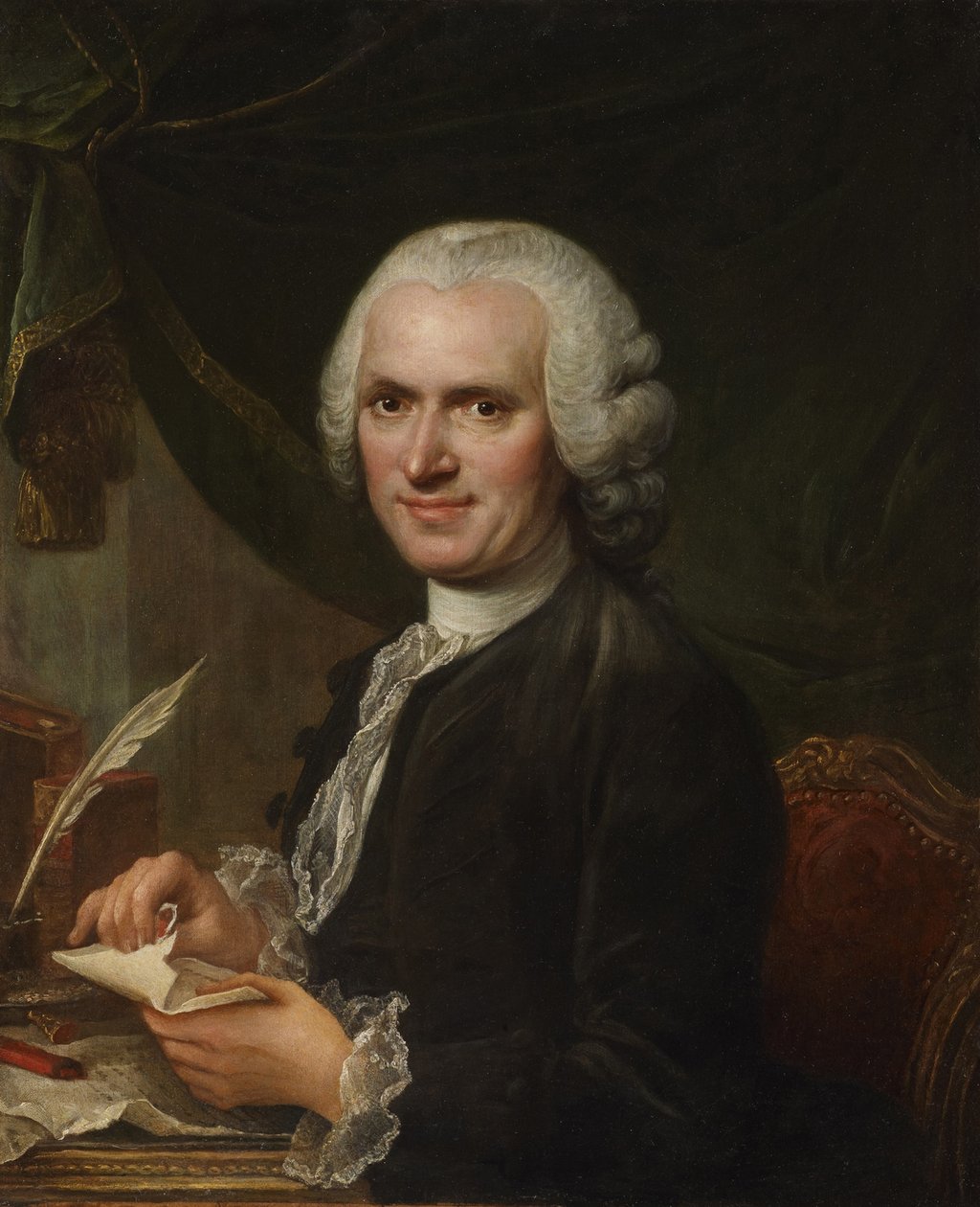 Portrett av Jean-Jacques Rousseau 1712-1778. av Francois Guérin
