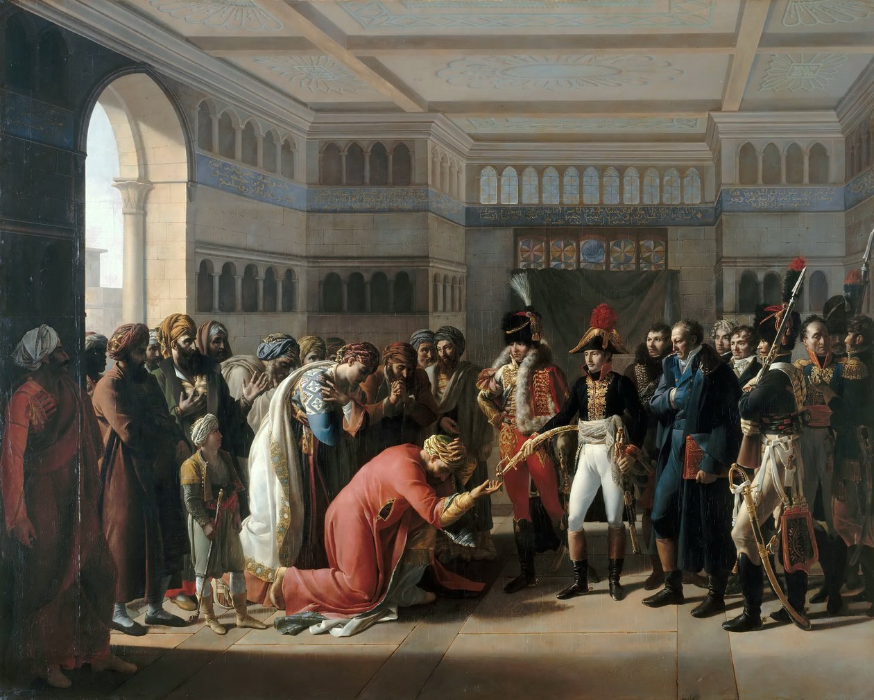 Bonaparte presenterer sabelen til militærsjefen i Alexandria, juli 1798 av Francois Henri Mulard