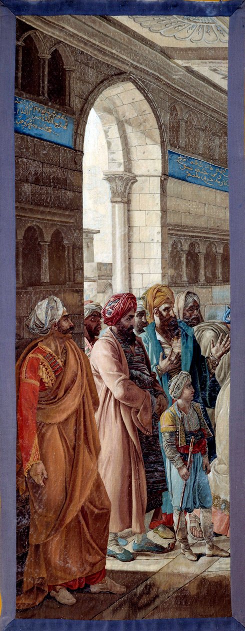Kampanje (ekspedisjon) av Egypt (1798-1801): General Napoleon Bonaparte presenterer med et sverd til militærsjef Mohammed El Koraim, guvernør i Alexandria, for å hedre verdien han hadde forsvart byen sin med og bekreftet den på sitt kontor mellom 3. og av Francois Henri Mulard