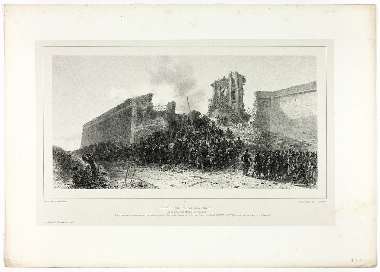 Assault of bastion no.8, fra Souvenirs of Italy: Roma Expedition av Francois Hippolyte Lalaisse