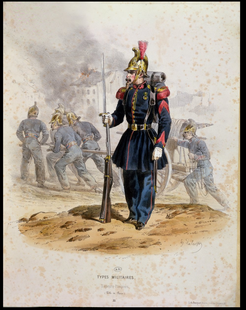 Paris brannmenn 1860 av Francois Hippolyte Lalaisse
