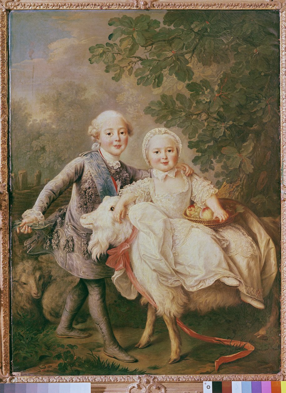 Charles av Frankrike (1757-1836) greve av Artois og hans søster, Clothide (1759-1802) 1763-64 av Francois Hubert Drouais