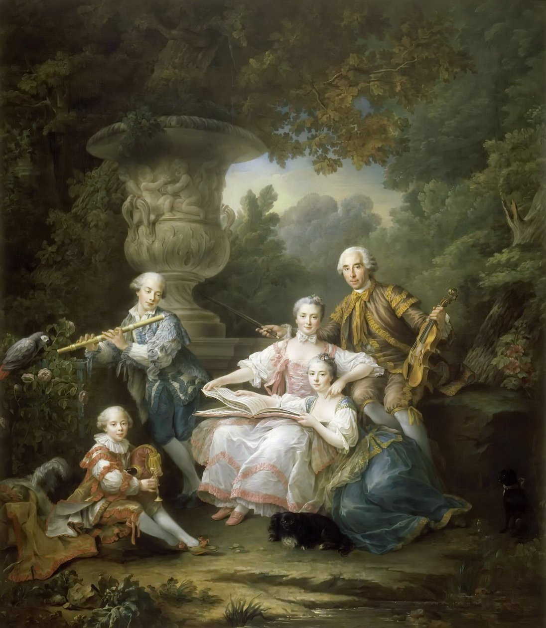 Louis II du Bouchet de Sourches med sin familie av Francois Hubert Drouais