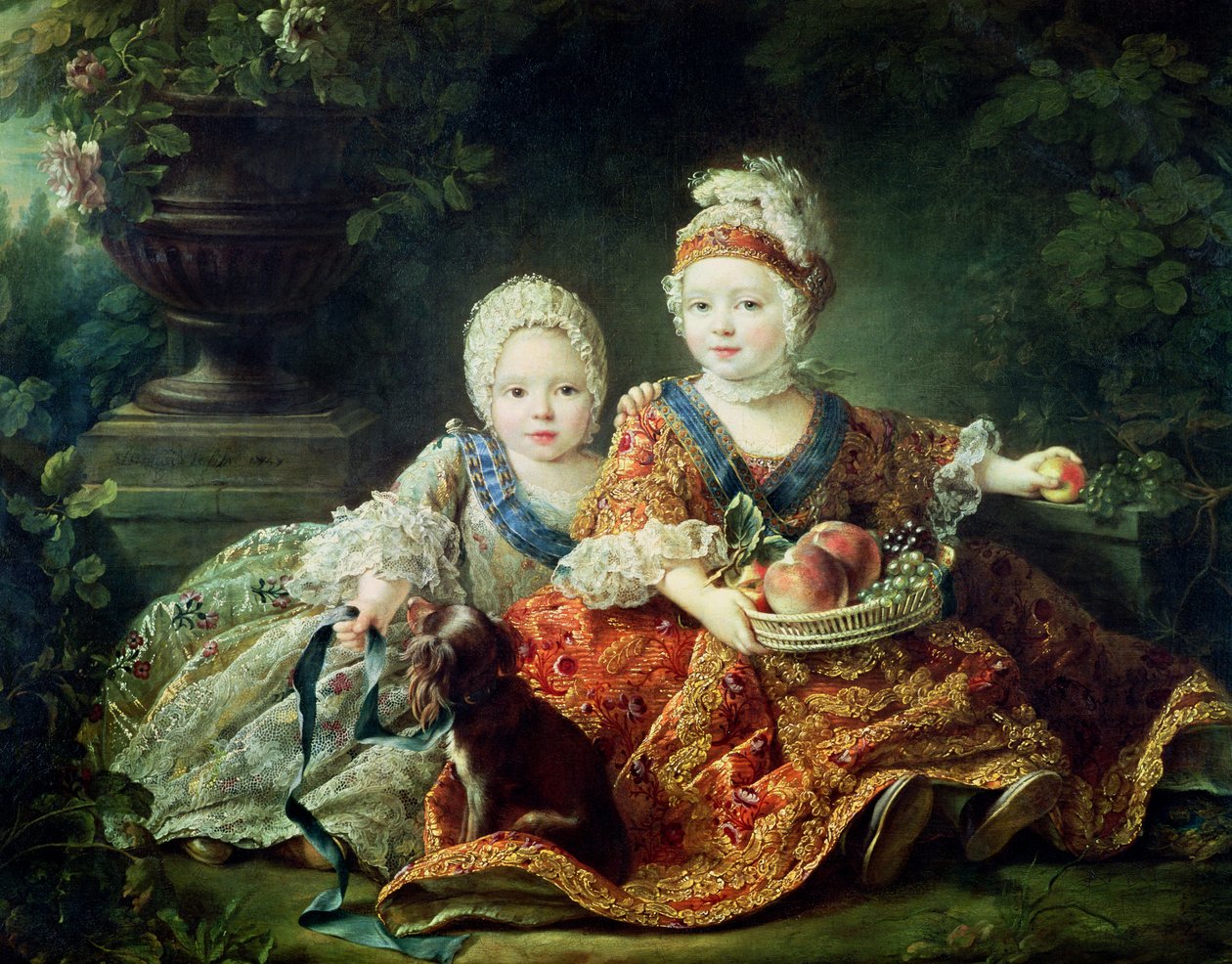 Louis de France (1754-93) duc de Berry og Louis de France (1755-1824) greve av Provence, fremtidige konger Louis XVI og Louis XVIII av Frankrike, 1757 av Francois Hubert Drouais