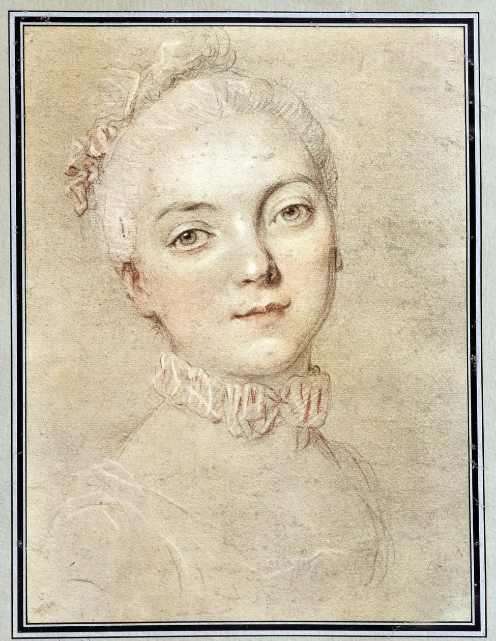 Portrett av Jeanne Becu, grevinne (eller madame) av Barry (1743-1793) - tegning av François Drouais av Francois Hubert Drouais