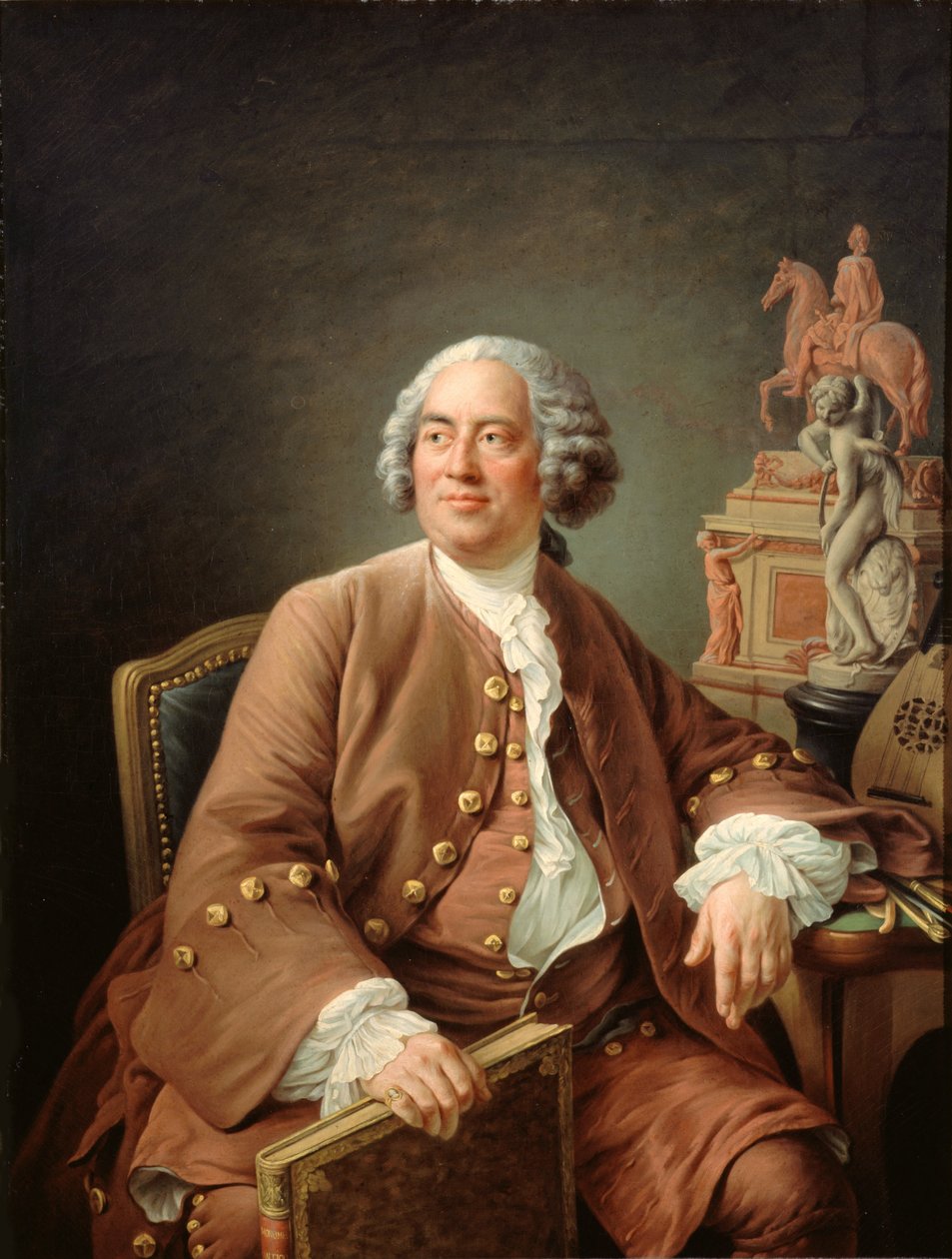 Portrett av arkitekten Edmé Bouchardon 1698-1762. av Francois Hubert Drouais
