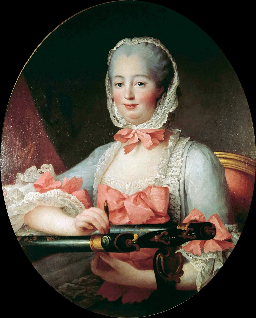 Portrett av Marquise de Pompadour 1721-1764, ca. 1763. av Francois Hubert Drouais