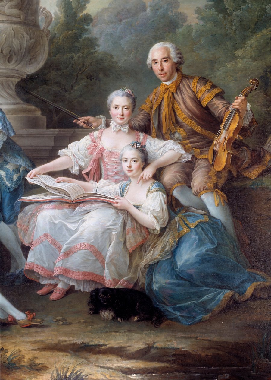 Familien til Louis Francois du Bouchet, Marquis de Sourches og Grand Prevot de France Detail. Maleri av Francois Hubert Drouais (1727-1775) 1756 Søn. 3,24 x 2,84 m av Francois Hubert Drouais