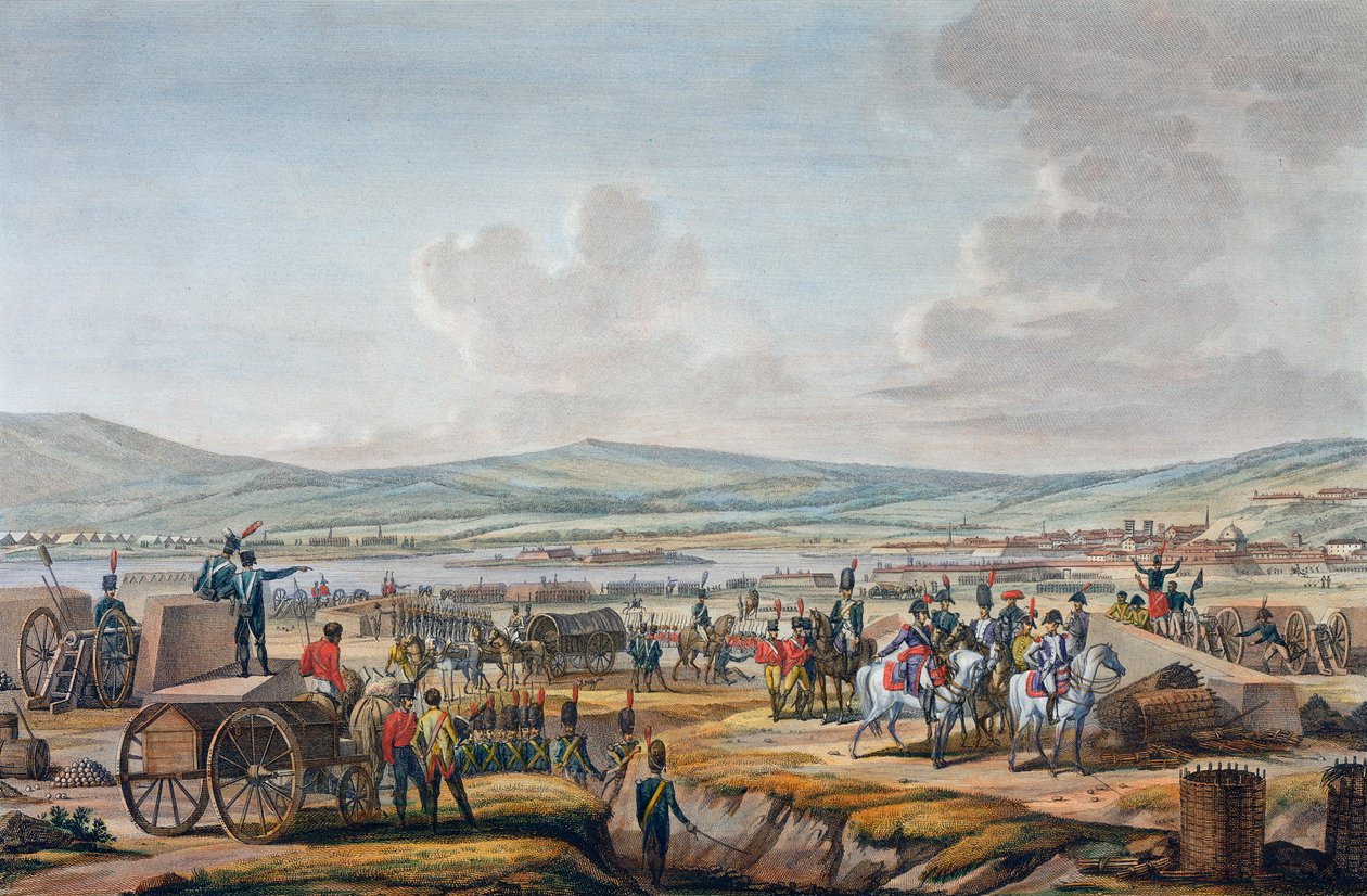 Napoleon besøkte beleiringsverket ved Danzig ledet av marskalk Lefebvre, 9. mai 1807 av Francois Jacques Dequevauviller