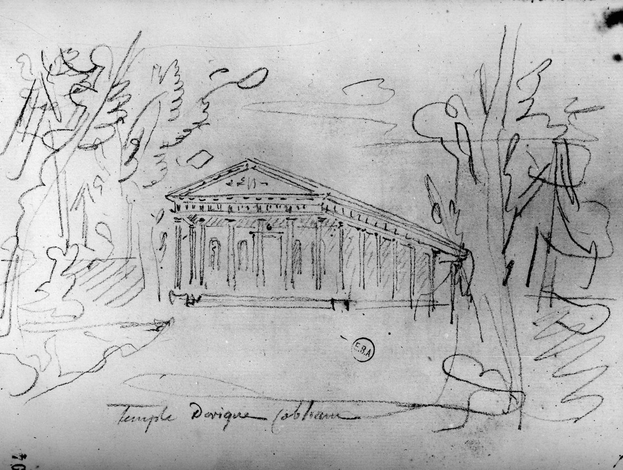 Arkitektonisk skisse fra 'Travels in England', ca. 1766 (blyant på papir) av Francois Joseph Belanger