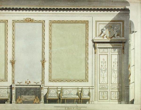 Design for hertuginnen av Mazarins hus, ca. 1777 (akvarell på papir) av Francois Joseph Belanger
