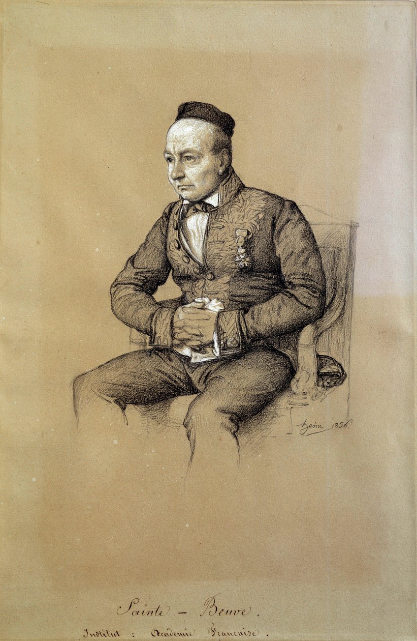 Portrett av Charles Augustin Sainte Beuve (1804-1869), fransk litteraturkritiker og forfatter. Tegning av Francois Joseph Heim (1787-1865) av François Joseph Heim