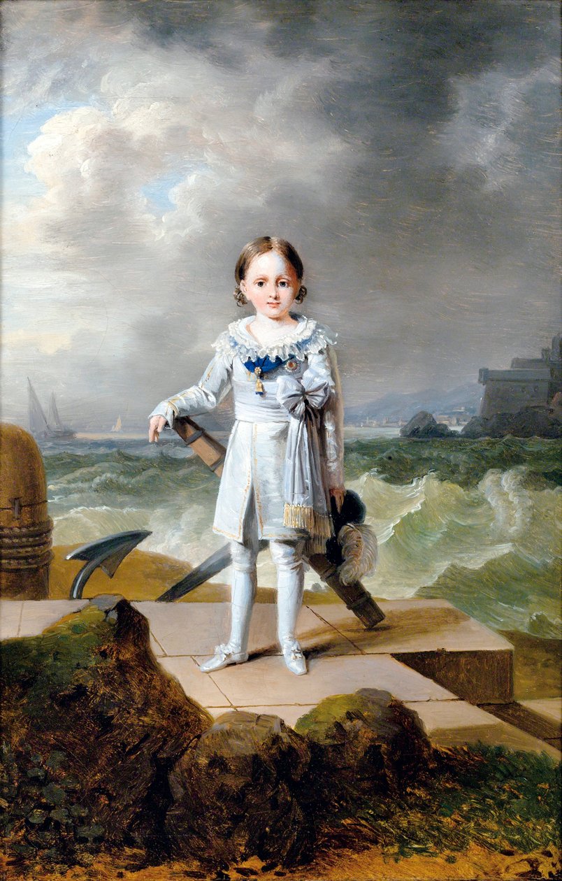 Portrett av prins Napoleon Louis Bonaparte (1804-1831) (Portrett av Napoleon-Louis Bonaparte) Maleri av Francois-Joseph Kinson (1770-1839) ca. 1810 - Olje på lerret, 33x22 - Privat samling av Francois Josephe Kinson
