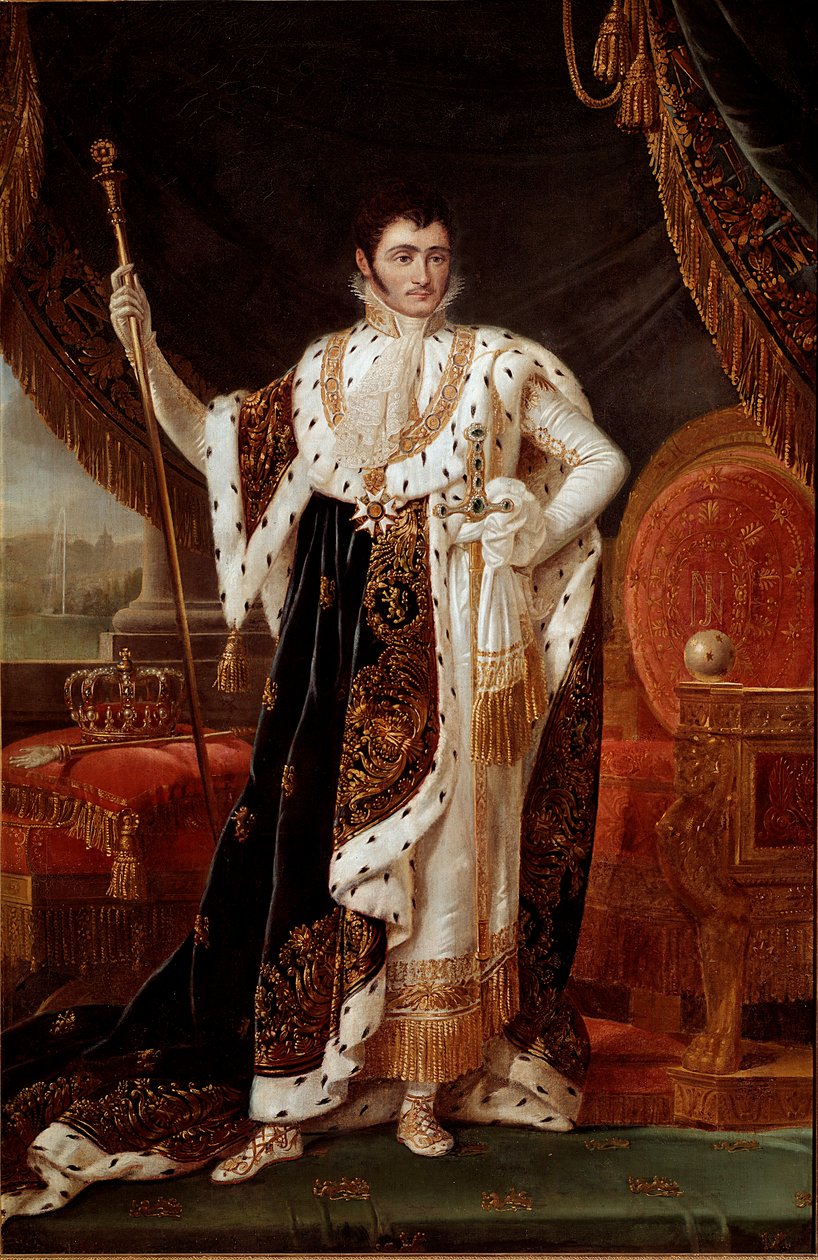 Portrett av Jerome Bonaparte (1784-1860) konge av Westfalen, foran hagene til Wilhelmshohe Maleri av Francois Joseph (Francois-Joseph) Kinson (1770-1839) eller Kinsoen. 1800-tallets søn. 2,1x1,4 m Versailles musee du chateau av Francois Josephe Kinson