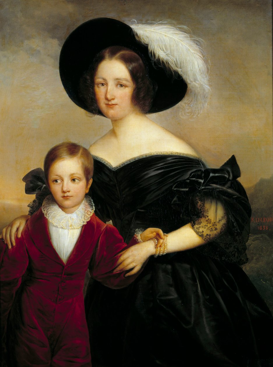 Portrett av Madame Aglae Blenart og hennes sønn, maleri av Francois Joseph Kinson (1771-1839) 1800-tallets Orleans musee des Beaux Arts av Francois Josephe Kinson