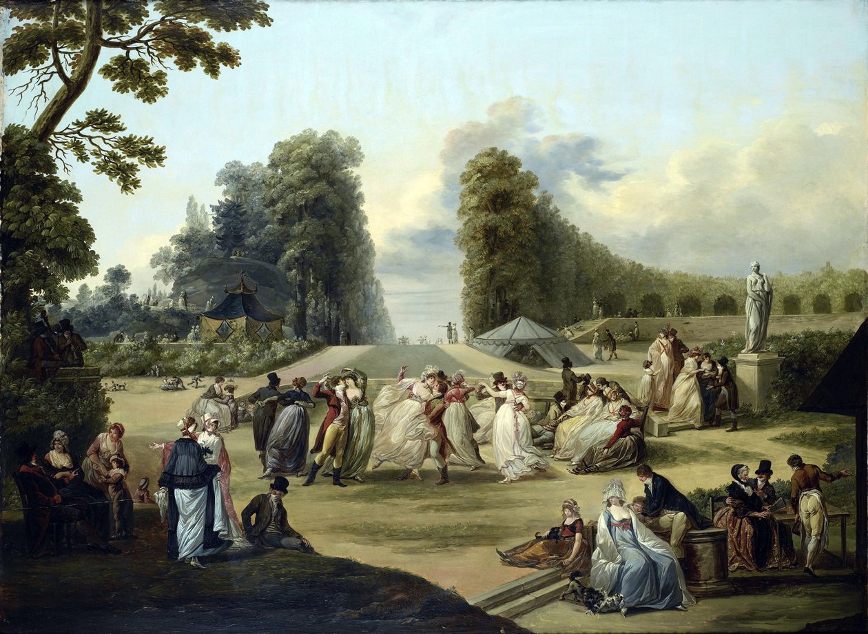 Ball i Tivoli, Paris - Maleri av Francois Louis Joseph Watteau (1758-1823) av Francois Louis Joseph Watteau