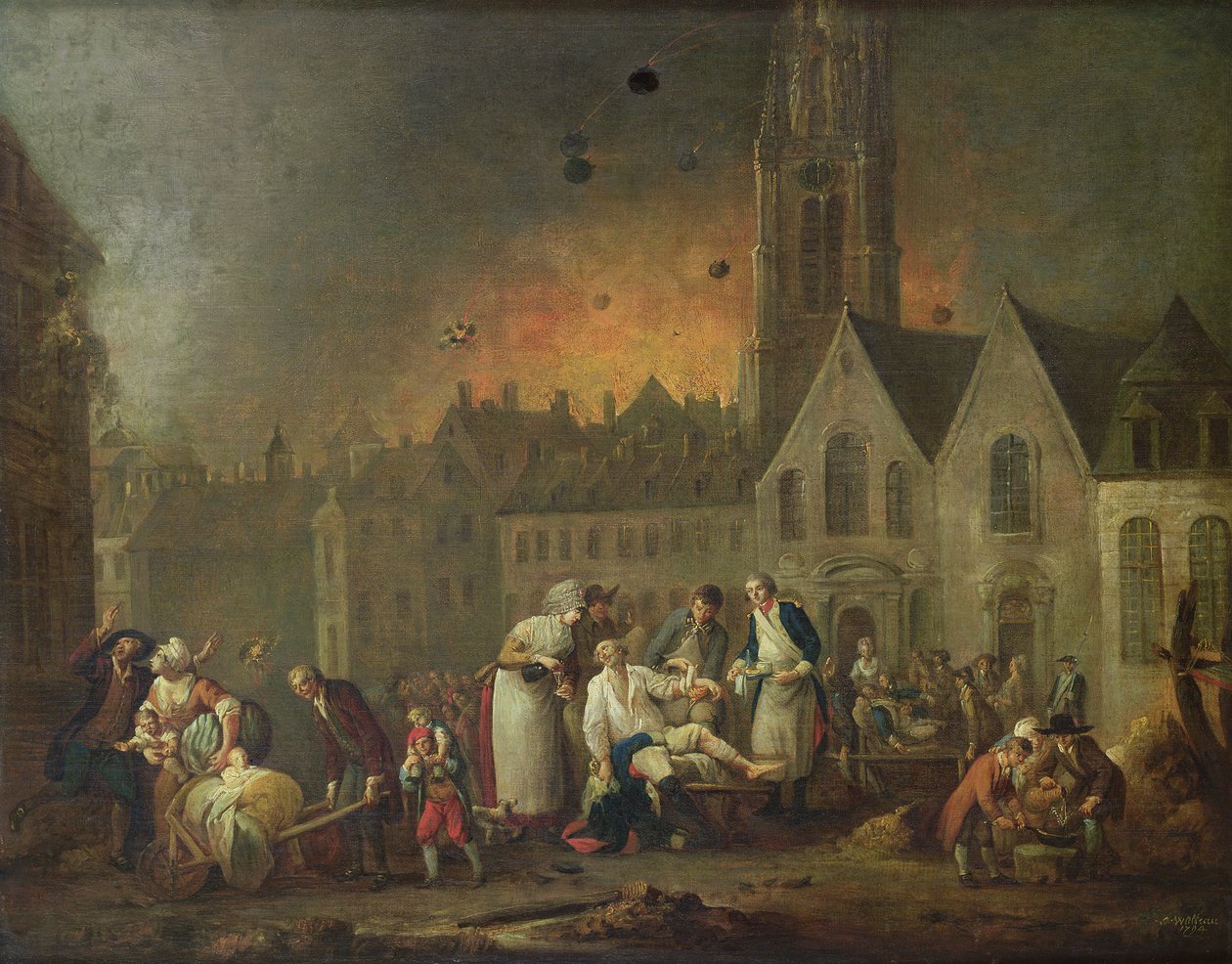 Grand Place i Lille under beleiringen av 1792, 1794 av Francois Louis Joseph Watteau
