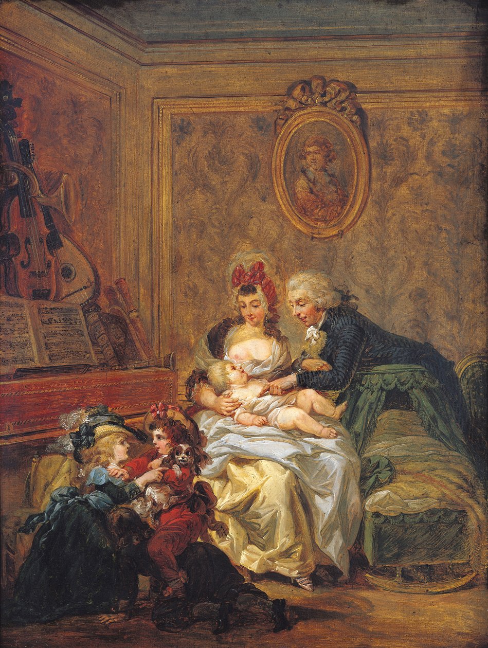 Tilfredsstillelsen av ekteskapet eller den lykkelige familien av Francois Louis Joseph Watteau