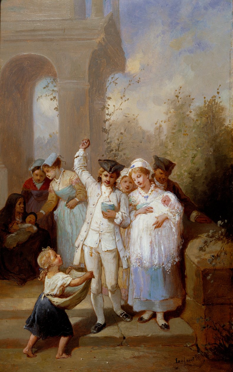 Dåpsmaleriet av Francois Louis Lanfant dit Lanfant de Metz (1814-1892) Privatsamling fra 1800-tallet av Francois Louis Lanfant de Metz